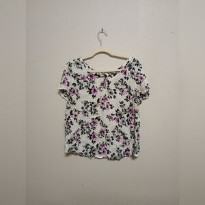 Torrid Black and Purple Floral Blouse